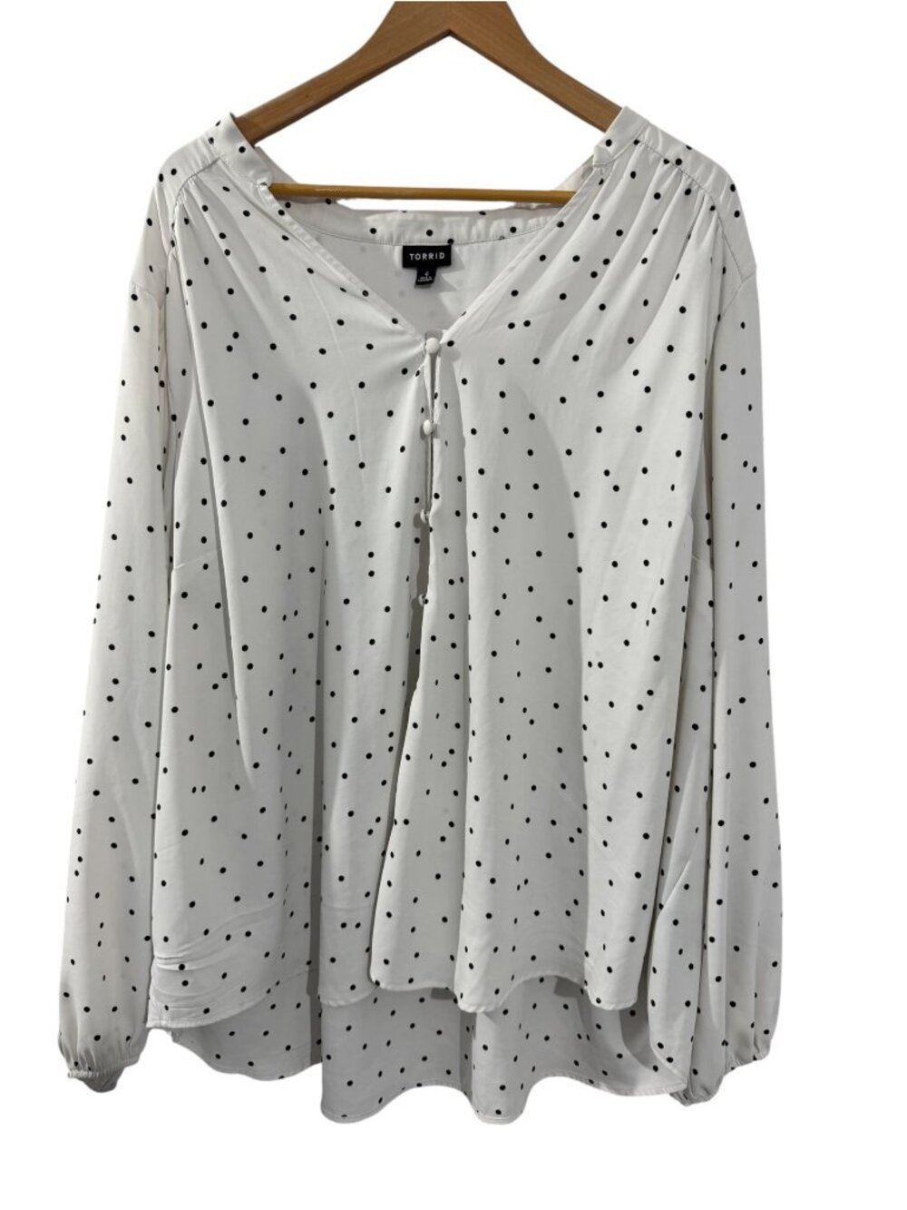 Torrid White Black Polka Dot Tie Neck Blouse Size 4